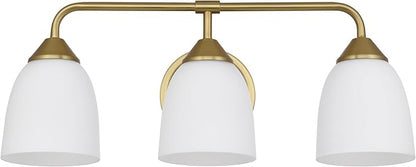 Gold 3-Light Traditional Bathroom Vanity Light Fixtures Over Mirror, Modern Vanity Lights for Living Room, Standard E26 Base, Aged Brass