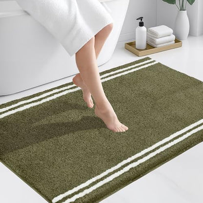 PURRUGS Bathroom Rug, Bath Mat, 30" x 46", Olive Green