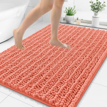 Smiry Bathroom Rugs 48X32, Extra Soft Rubber Backing Chenille Bath Mats