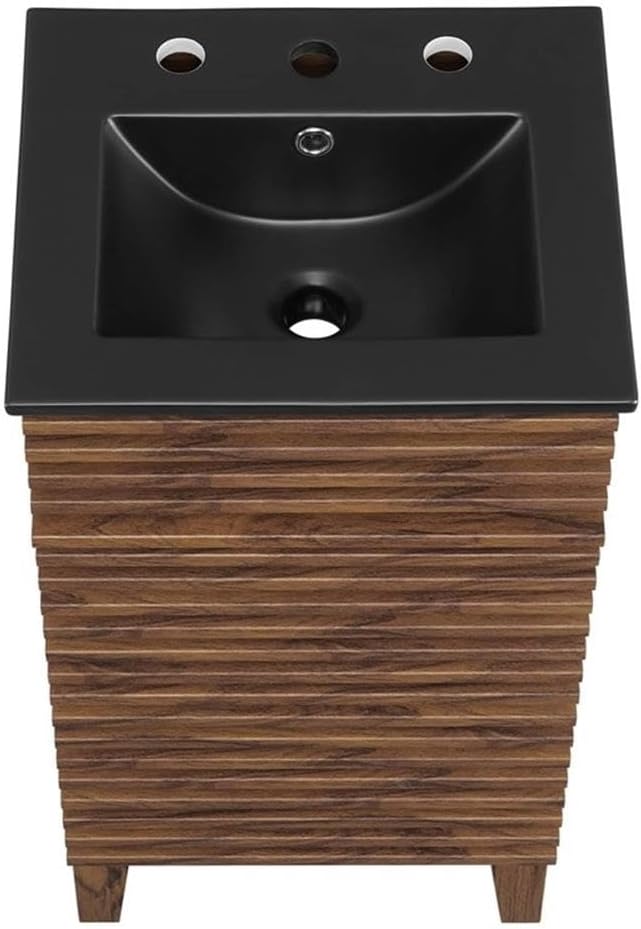 Modway Render 18" Bathroom Vanity with Sink in Walnut Black