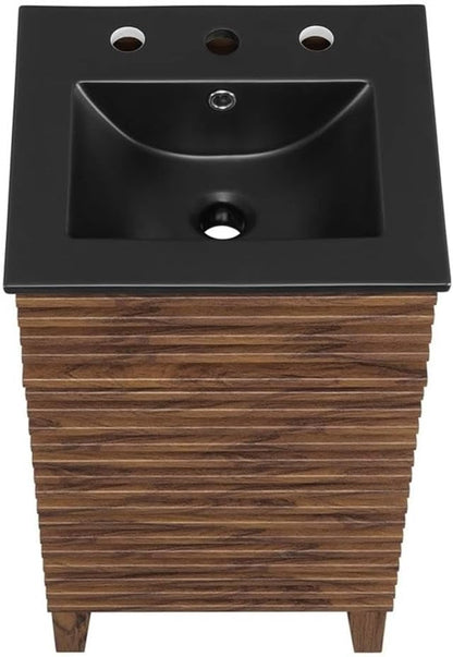 Modway Render 18" Bathroom Vanity with Sink in Walnut Black