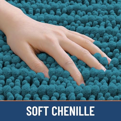 Smiry Bathroom Rugs 44X24, Extra Soft Rubber Backing Chenille Bath Mats