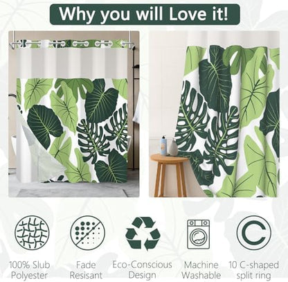 No Hook Shower Curtain and Liner Set 71x74 Inch