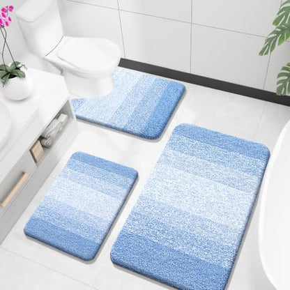 OLANLY Microfiber Bathroom Rugs Sets 3 Piece, 36"x24"+24"x16"+24"x20"