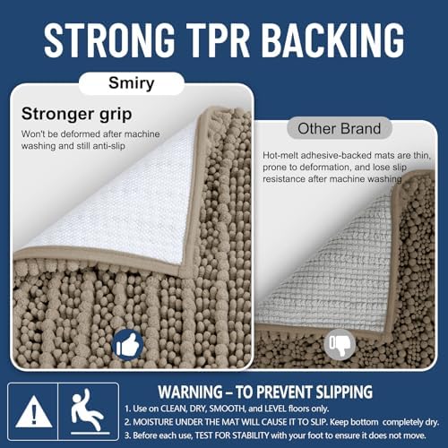 Smiry Bathroom Rugs 59X24, Extra Soft Rubber Backing Chenille Bath Mats