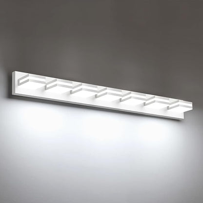 IZORRO LED Modern Bathroom Lights Fixtures(7-Light,Dimmable),Matte White Acrylic Wall Lighting,Vanity Lights for Bathroom Over Mirror - 6000k 40In （No Assembly Required）
