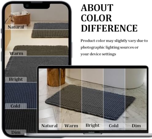 JIUZHEN Set of 2 Waffle Bath Mats Boho Bathroom Runner Rug 20"x32"+24"x48"