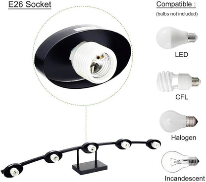 5-Light Matte Black Vanity Light Fixture with White Glass Shade for Bathroom Over Mirror, 40 Inches