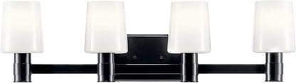 Kichler Adani 4-Light Vanity, Modern Light with Opal Glass in Black, Bathroom (8.25" x 30"), 55177BK
