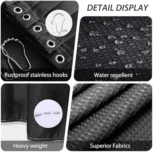 Bathroom Accessory Set - 25PC Bathroom Sets with Shower Curtain and Rugs, Black Bathroom Set, Bathroom Accessories Set, Shower Curtain Sets with Rugs, Bathroom Trash Can & Soap Dispenser