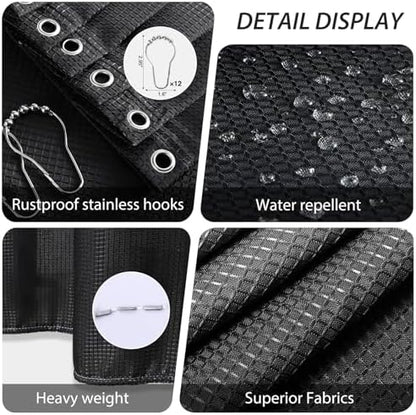 Bathroom Accessory Set - 25PC Bathroom Sets with Shower Curtain and Rugs, Black Bathroom Set, Bathroom Accessories Set, Shower Curtain Sets with Rugs, Bathroom Trash Can & Soap Dispenser