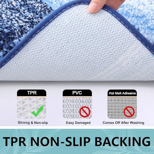 Arotive Microfiber Bathroom Rugs, Soft Absorbent Contour Toilet Rugs, 24x20
