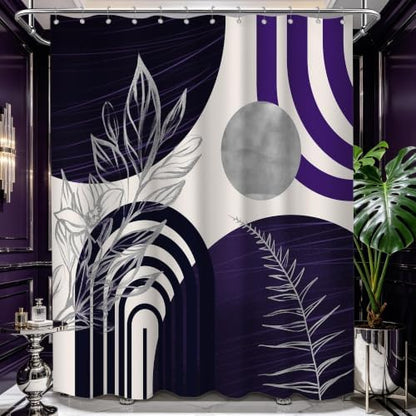 Dark Purple and Grey Extra Long Shower Curtain, Tall 72X96 in