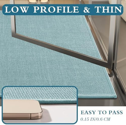 YIHOUSE Bathroom Rugs Thin Bath Mat Sets 4 Pieces Quick Dry,Blue