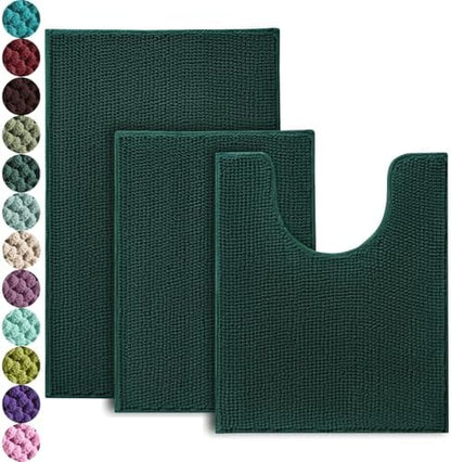Urvoix Bathroom Rugs Sets 3 piece, Non-Slip Chenille Bath Rug Set