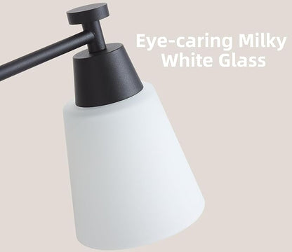 3 Light Bathroom Vanity Light, Modern Matte Black Stainless Steel Over Mirror Vanity Light Fixture with Frosted Glass, Wall Sconces Lighting for Bedroom Living Room