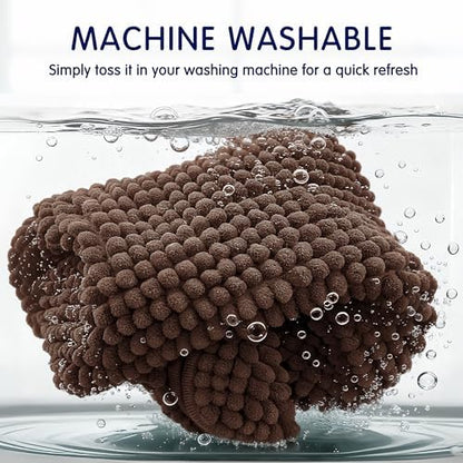 SUBRTEX Bathroom Rugs, 24" x 36" Chenille Bath Rug Soft Short Plush Bath Mat Soft Shower Mat Water Absorbent Shower Mat Quick Dry Machine Washable, Chocolate