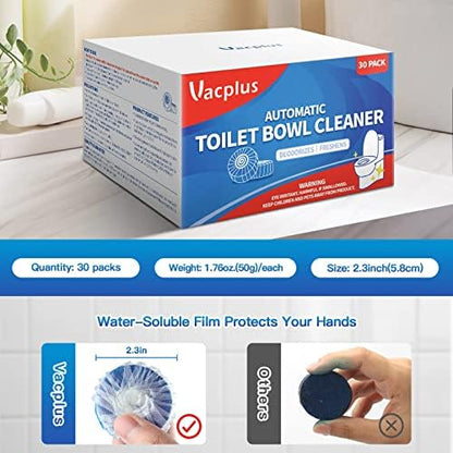 Vacplus Toilet Bowl Cleaner Tablets, 30 Pack, Auto Cleaning, Long-Lasting