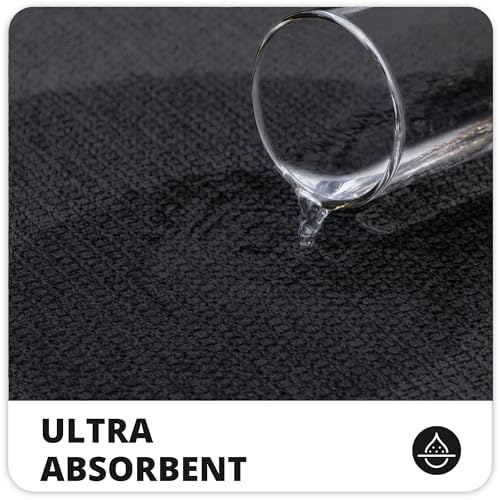 Bosap Bath Mat,Ultra Thin Bathroom Runner Rugs,Large Bath Mats for Bathroom,Quick Dry,Non-Slip,Machine Washable,Low Pile,Bath Rug,Shower Outside,Sink,Home Decor Accessories.Black,3'x6'(36x72inch)