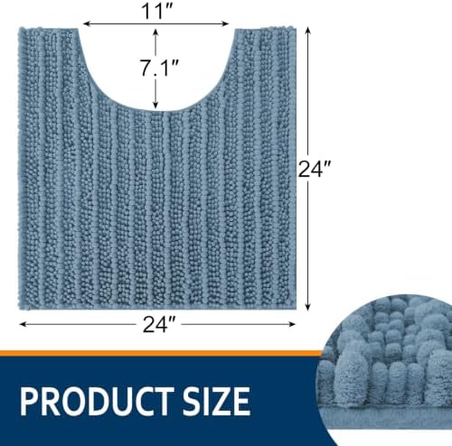 Smiry Bathroom Toilet Rugs U Shaped 24x24, Chenille Bath mats for Toilet