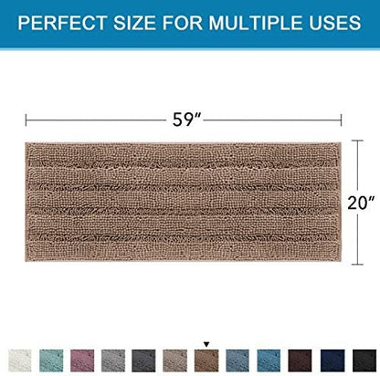 H.VERSAILTEX Bathroom Rugs Bath Mat Runner Rug Non Slip Kitchen Rug Extra Long Bath Rug Runners Oversized 59" x 20" Absorbent Washable Dry Fast Plush Area Rug for Bathroom/Bedroom - Taupe Brown