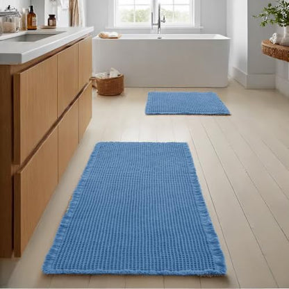 JIUZHEN Set of 2 Waffle Bathroom Rugs Non Slip Bath Mats 16"x24"+24"x48"