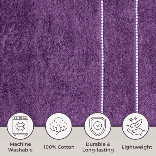 Lavish Home 6 Piece Bathroom Towels Set - 525GSM 100% Cotton Bathroom Essentials - 2 Bath Sheets, 2 Hand Towels, and 2 Wash Cloths for Bath, Shower, Gym, Spa, and Dorm Room (Eggplant)