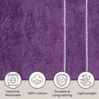 Lavish Home 6 Piece Bathroom Towels Set - 525GSM 100% Cotton Bathroom Essentials - 2 Bath Sheets, 2 Hand Towels, and 2 Wash Cloths for Bath, Shower, Gym, Spa, and Dorm Room (Eggplant)