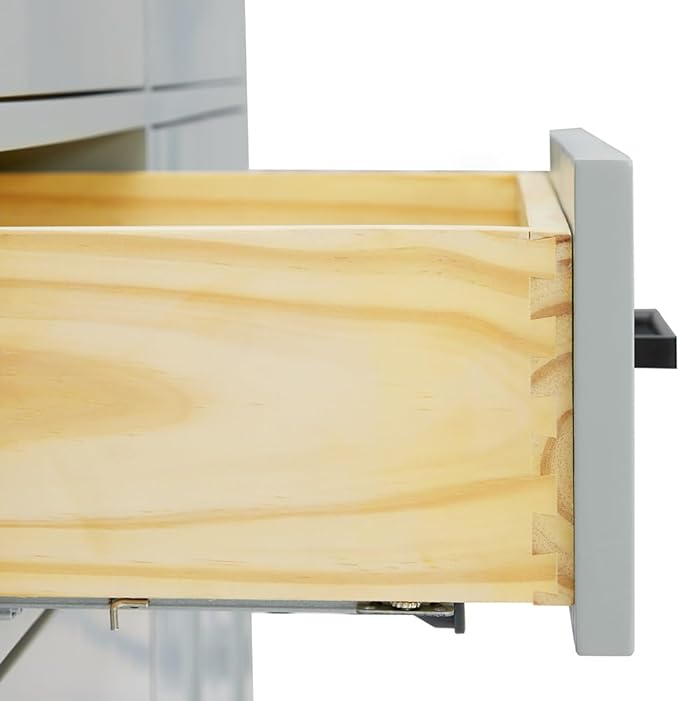 ARIEL Hepburn 48-inch Bathroom Vanity Base Cabinet,Solid Wood, 2 Soft Closing Doors, 9 Dovetail Drawers, Grey