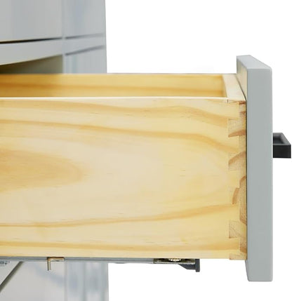 ARIEL Hepburn 48-inch Bathroom Vanity Base Cabinet,Solid Wood, 2 Soft Closing Doors, 9 Dovetail Drawers, Grey