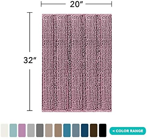 Turquoize Bathroom Rug 20"x32", Absorbent Chenille Bath Rug, Mauve/Rose