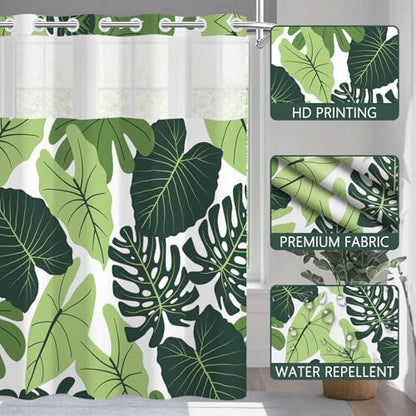 No Hook Shower Curtain and Liner Set 71x74 Inch