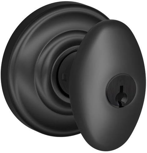 SCHLAGE F51A SIE 622 AND Siena Knob with Andover Trim Keyed Entry Lock, Matte Black