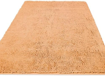 Yeaban Chenille Peach Bathroom Rug 36"x60",Non-Slip Rubber Backing