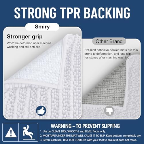 Smiry Bathroom Rugs 59X20, Extra Soft Rubber Backing Chenille Bath Mats