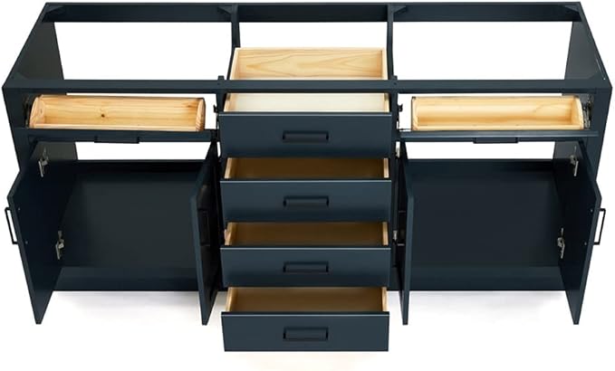 ARIEL Hepburn 72-inch Bathroom Vanity Base Cabinet,Solid Wood, 4 Soft Closing Doors, 6 Dovetail Drawers, Midnight Blue