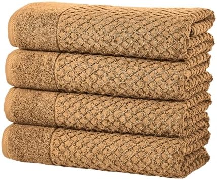 Great Bay Home Bath Towels - 100% Cotton 4 Pack 54x27 Bath Towel Set - Absorbent, Durable, Quick-Dry Towels for Bathroom (Mocha)