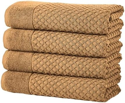 Great Bay Home Bath Towels - 100% Cotton 4 Pack 54x27 Bath Towel Set - Absorbent, Durable, Quick-Dry Towels for Bathroom (Mocha)