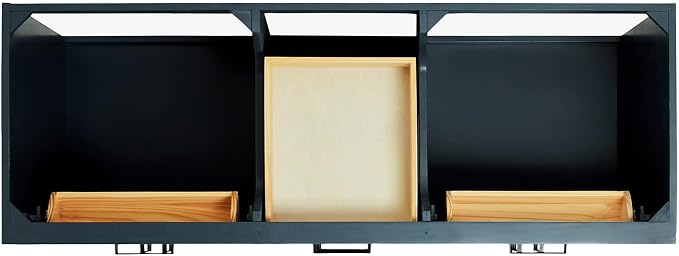 ARIEL Hepburn 60-inch Bathroom Vanity with Sink,Solid Wood, 1.5-inch Carbon Black Quartz Countertop, Double Rectangular Porcelain Sink, Soft Closing Doors, Dovetail Drawers, Midnight Blue
