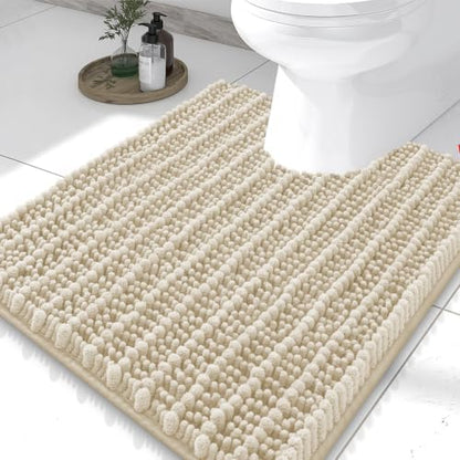 Smiry Bathroom Toilet Rugs U Shaped 24X20, Chenille Bath mats for Toilet