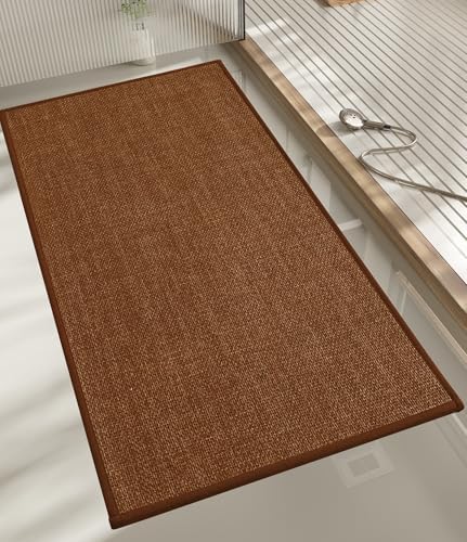 chakme Bathroom Rugs Mat 47x17, Ultra Thin Bath Rug Non Slip Runner Quick Dry Absorbent Bath Mat for Bathroom, (Rust, 47"x17")
