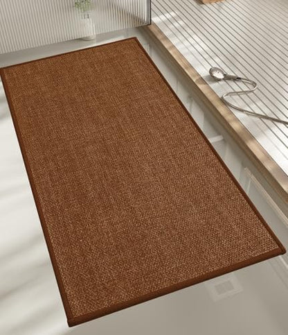 chakme Bathroom Rugs Mat 47x17, Ultra Thin Bath Rug Non Slip Runner Quick Dry Absorbent Bath Mat for Bathroom, (Rust, 47"x17")