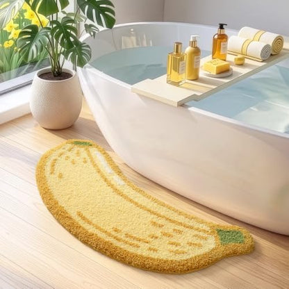 LUMI Cute Bathroom Rug, Absorbent Non Slip Bath Mat, 24"x51", Banana