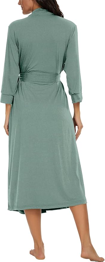 VINTATRE Women Kimono Robes Long Knit Bathrobe Lightweight Soft Knit Sleepwear V-neck Casual Ladies Loungewear