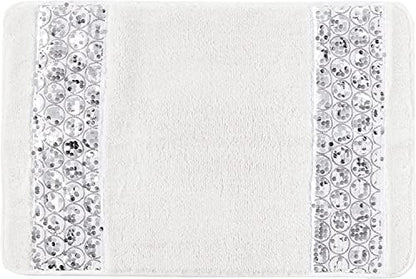Zahari Home Sinatra Modern Bathroom Rug Classic Luxury Bath Rug Contemporary Decor Stylish Bath Mat for Shower Unique Design White Bathroom Rug Bath Shower Tub Decor Bling
