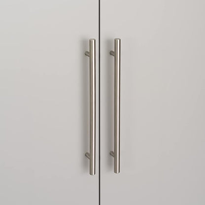Prepac HangUps 24'' Upper Cabinet, Wall Hanging Storage Cupboard for Garage, Bathroom, Kitchen, Laundry Room Organization, Light Gray with Satin Nickel Handles