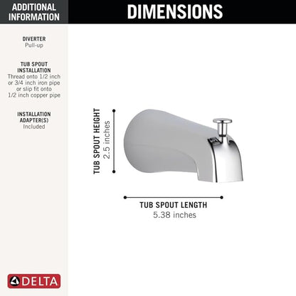 Delta Faucet U1075-PK Diverter Tub Spout, Contemporary, Chrome
