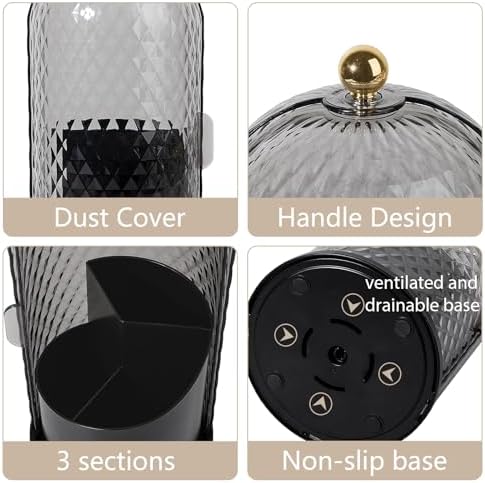 Toothbrush Holder with Cover for Bathroom Countertop, Organizer, Black