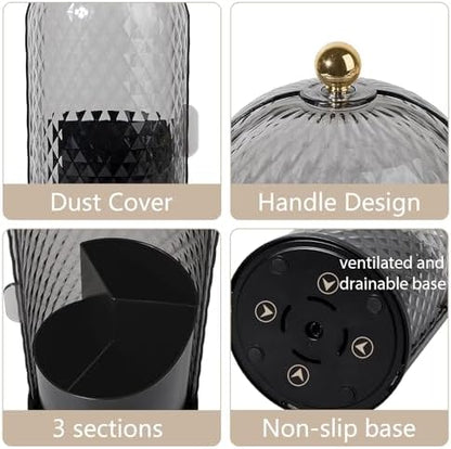 Toothbrush Holder with Cover for Bathroom Countertop, Organizer, Black