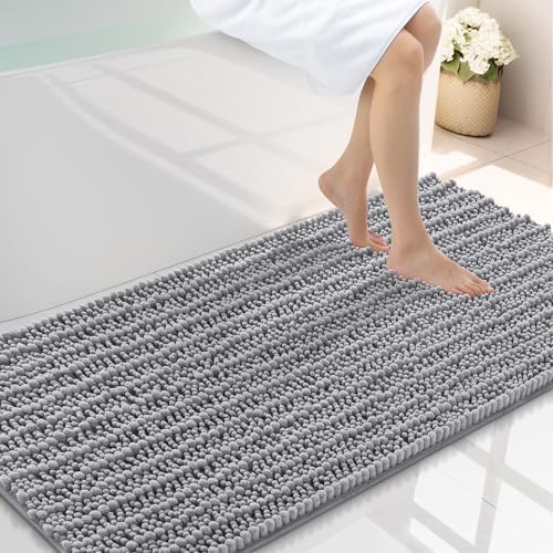 Smiry Bathroom Rugs 44X24, Extra Soft Rubber Backing Chenille Bath Mats